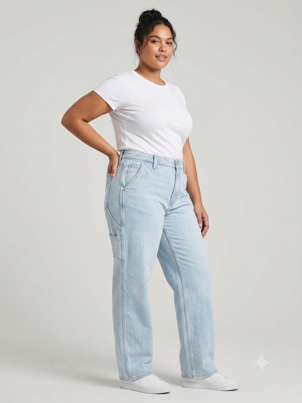 Hollister Ultra High-rise Dad Jean Carpenter Style Light Wash Straight-Leg Jeans